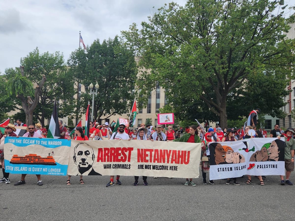 SIers Travel to D.C. Capitol to Obstruct Visit of War Criminal